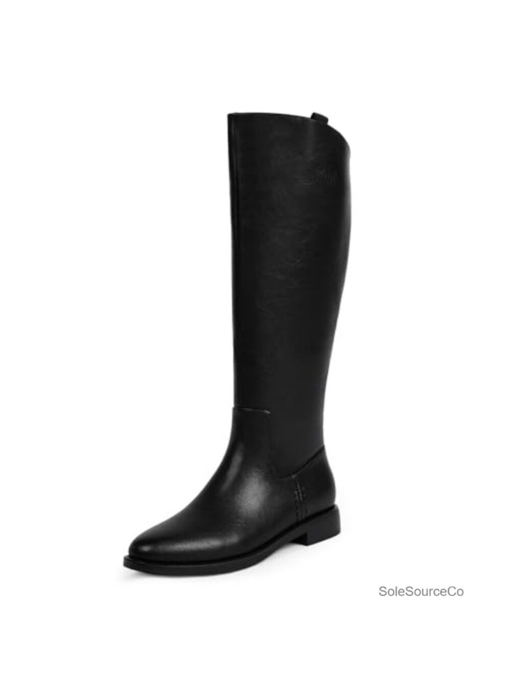 Faux Leather Knee High Riding Boots Flat Chunky Heel Round Toe